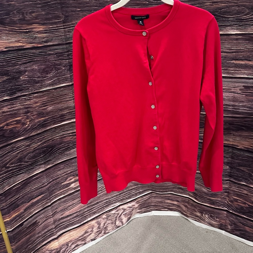 Land’s End women’s cardigan in red